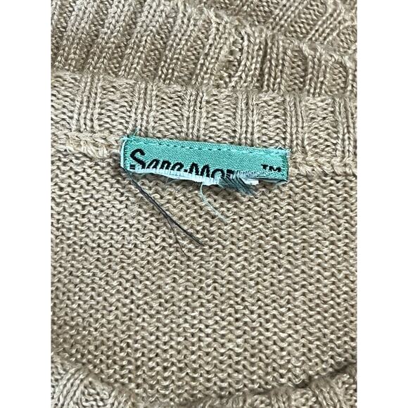 Vintage Sara Morgan Cable Knit Button Down Cardigan Sweater Women's L Tan Beige - Picture 6 of 6